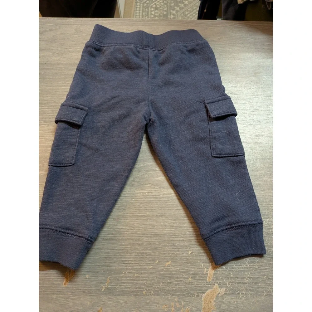 Carters Baby Boy Rocket Ship Bodysuit and Navy Cargo Pants Set Gray Blue 6M